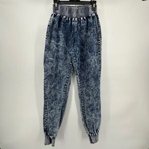 American Bazi Acid Wash Denim Jogger Pants Womens Large Streetwear Grunge Punk